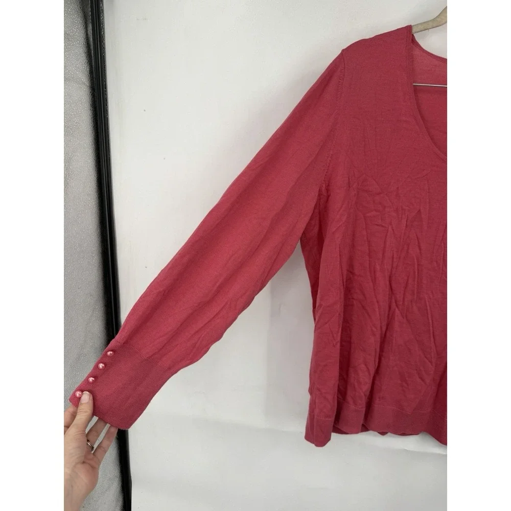 Talbots 100% Merino Wool Sweater Women 1X Pink Coquette Feminine Knit Feminine